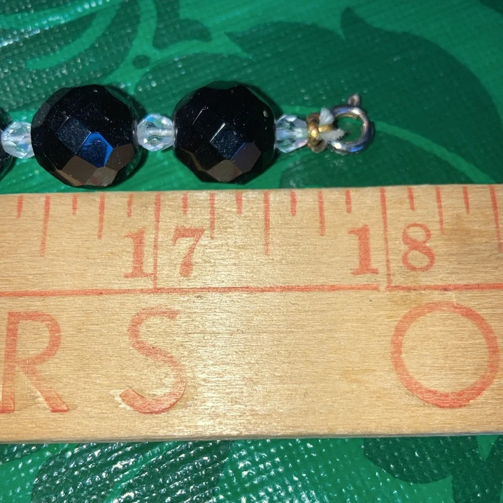Vintage black glass beads with clear acrylic cubes necklace. Size in pics. $25 - Picture 4 of 6
